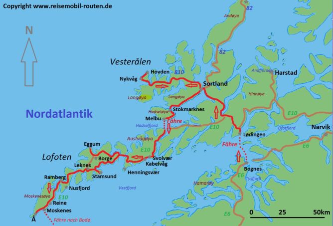 Norwegen Route 4 Inselwelt Vesterålen und Lofoten auf